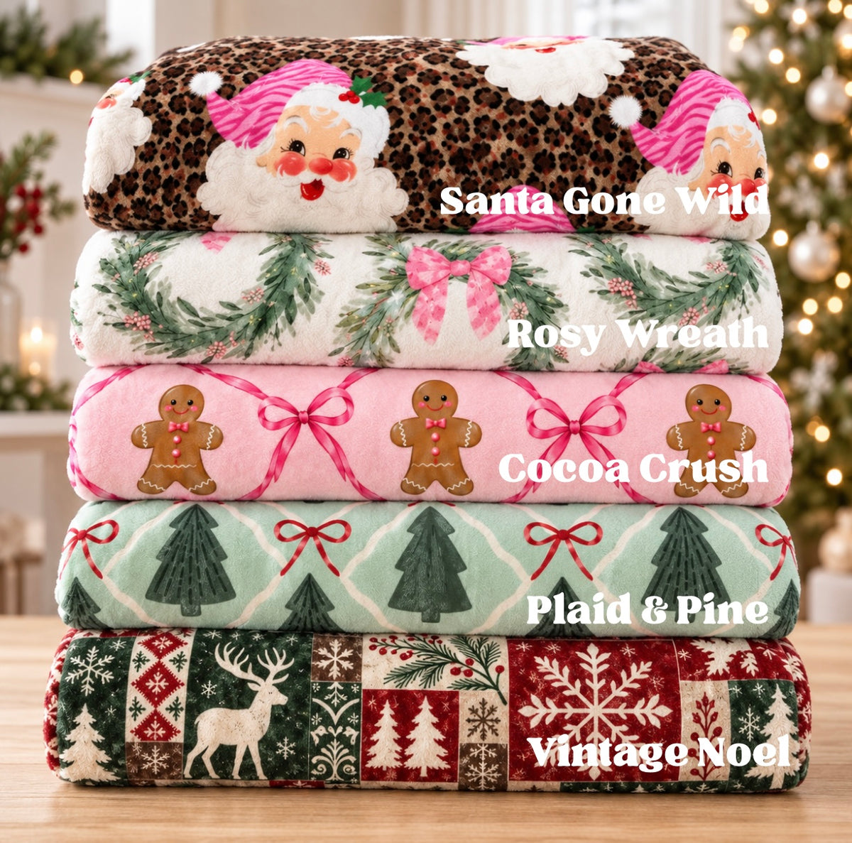 Plush Christmas Blankets - Standard Throw Size