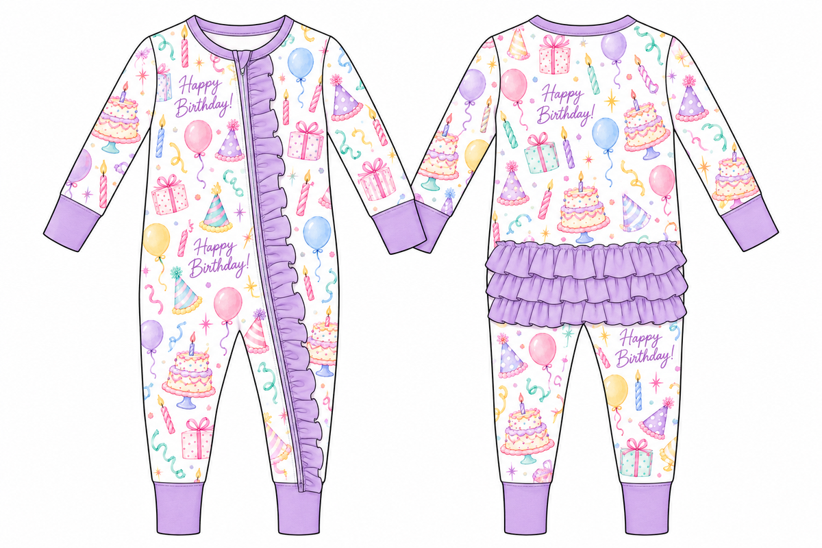 Convertible Bamboo Ruffle Zippie | Cake & Confetti