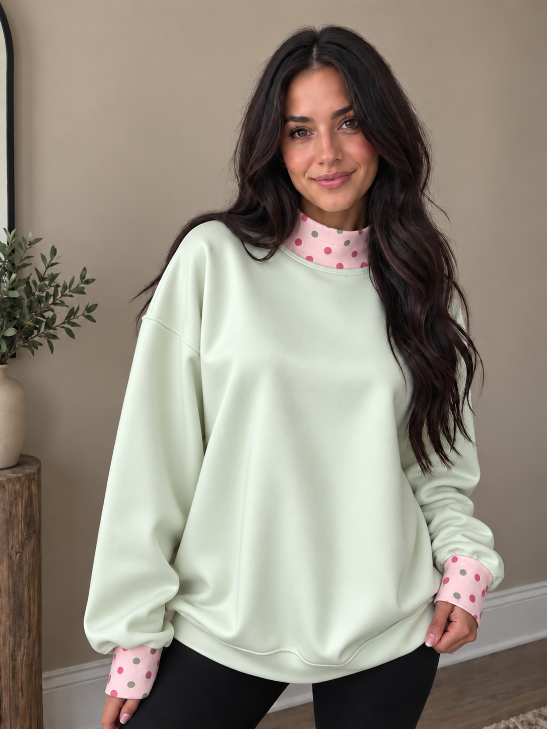 Rosy Mock Neck