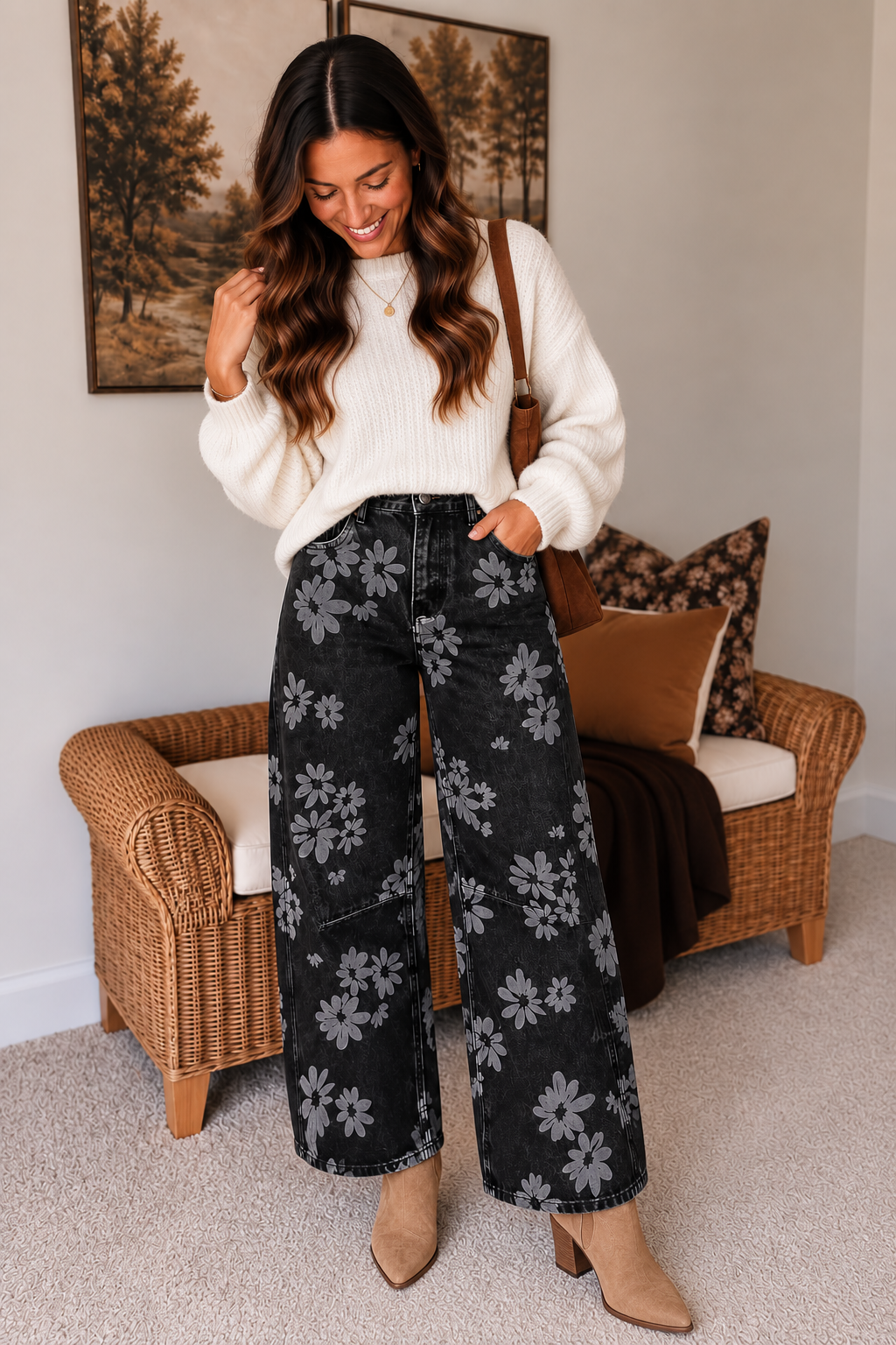 Floral Barrel Jeans