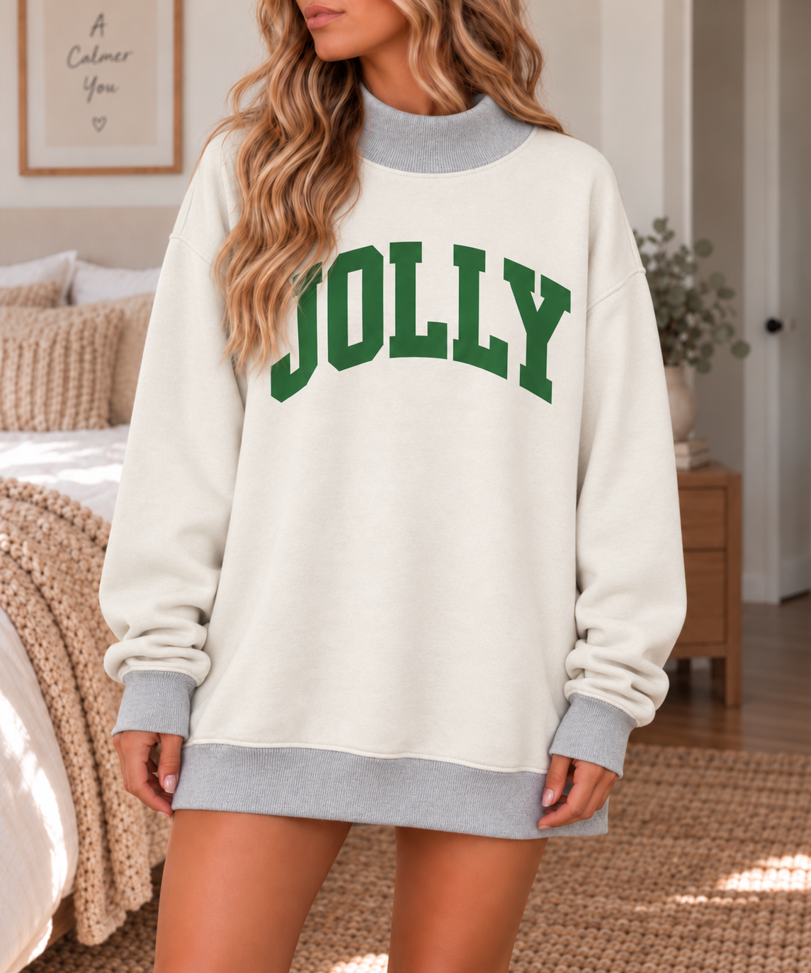 Reversible MERRY / JOLLY Mock Neck