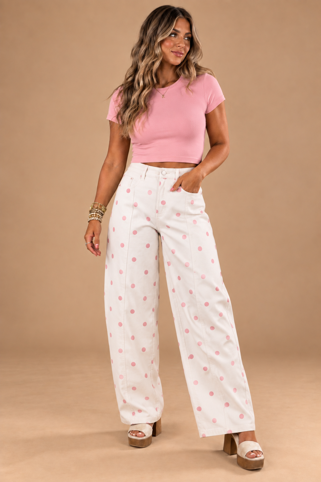 Polka Dot Barrel Jeans