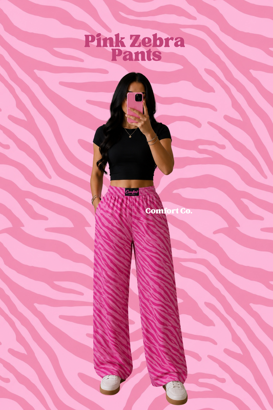 Pink Zebra Solid Pants