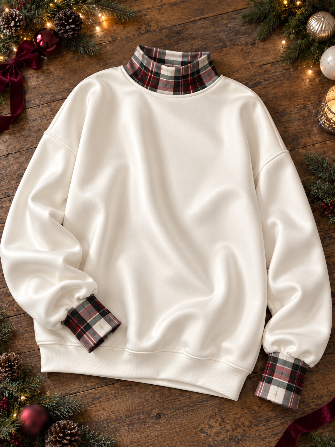 Plaid Mock Neck