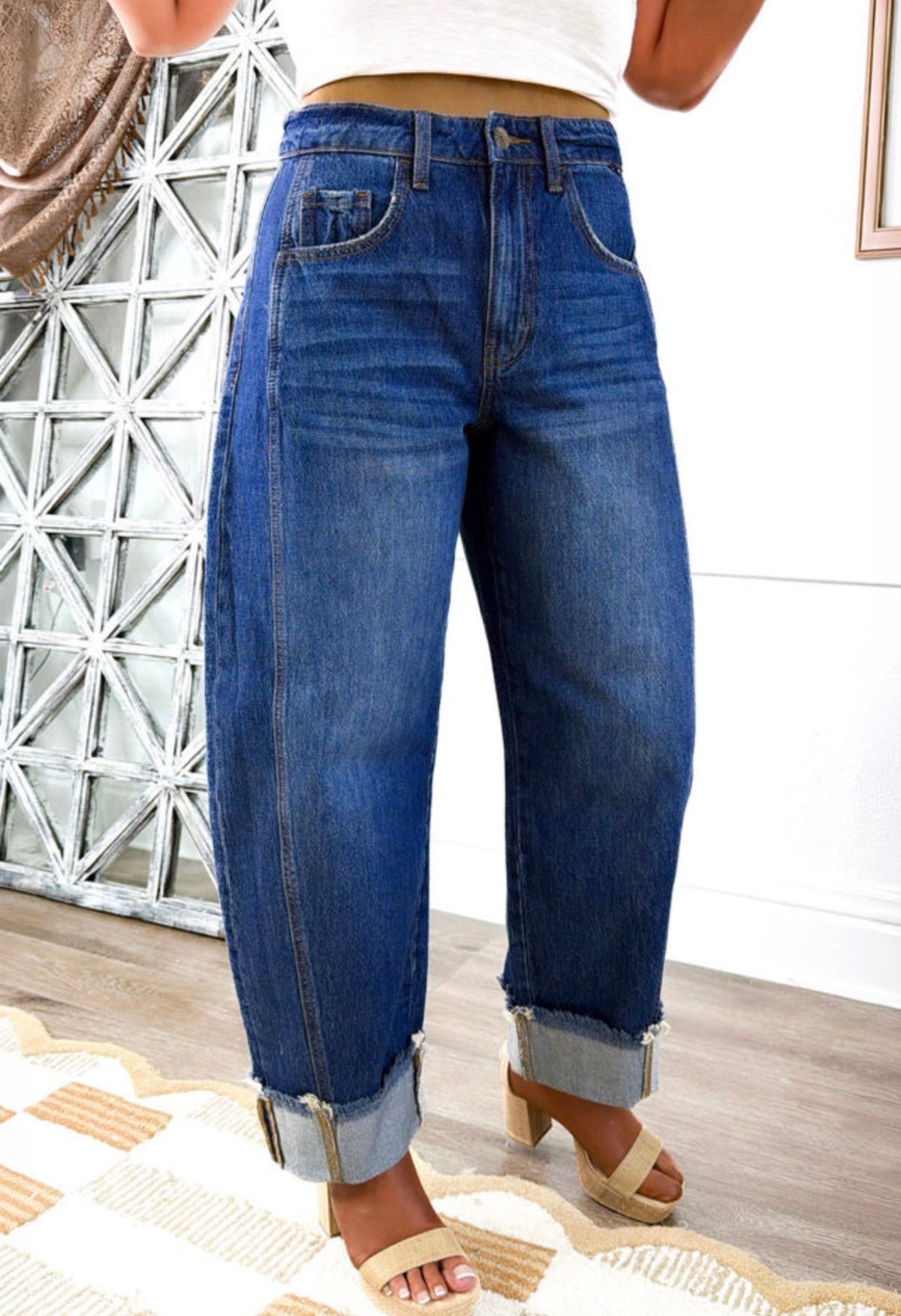 Cuffed Barrel Jeans