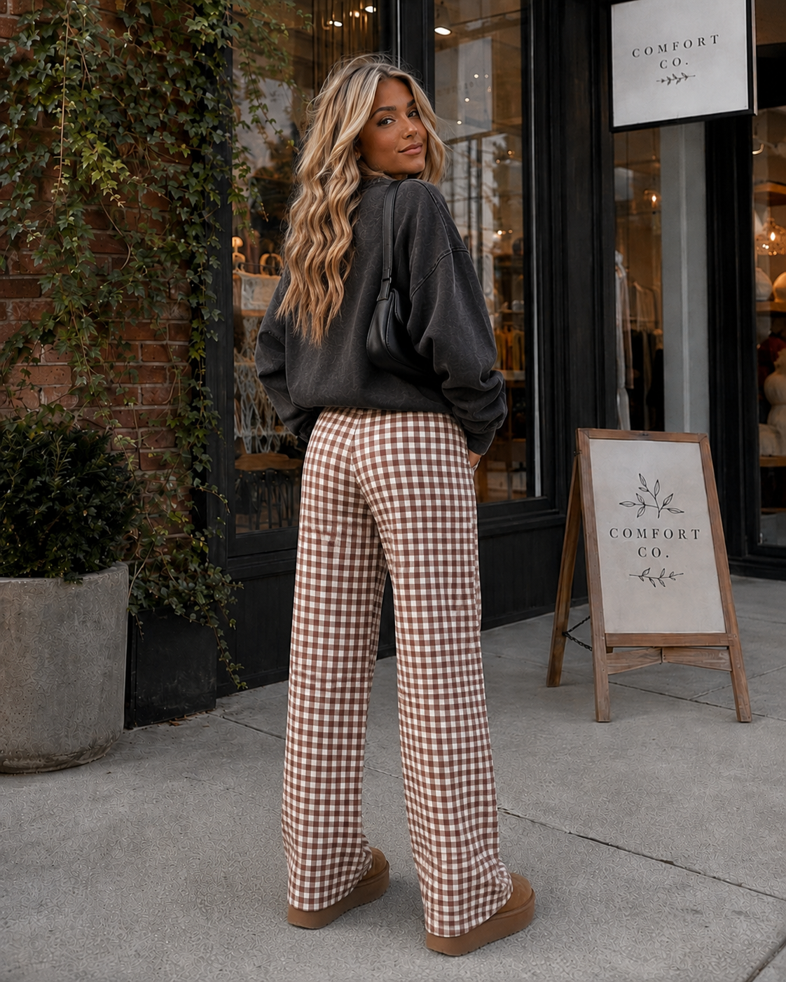 Brown Gingham Pants (Mama & Mini Sizes)