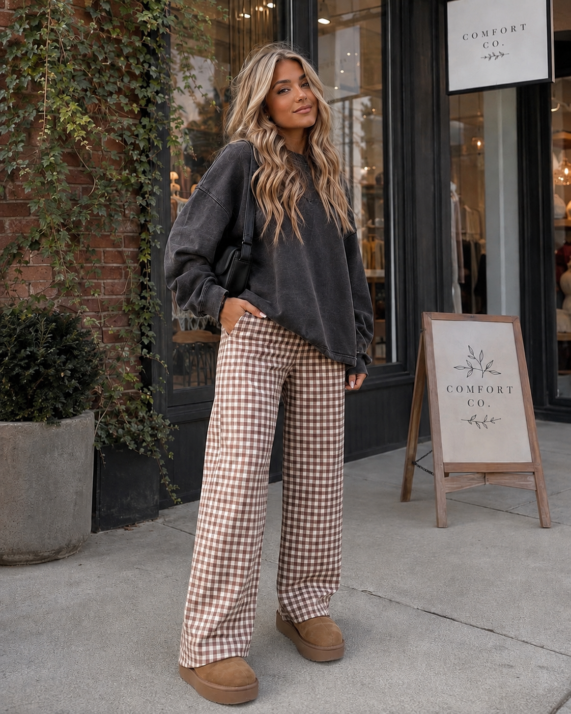 Brown Gingham Pants (Mama & Mini Sizes)