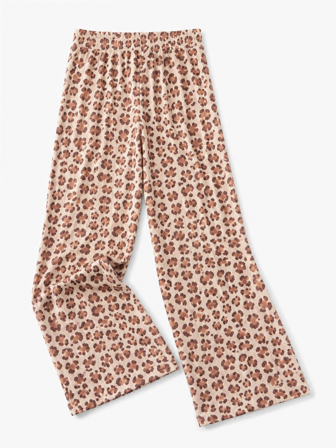 Ribbed Knit Light Leopard Pants