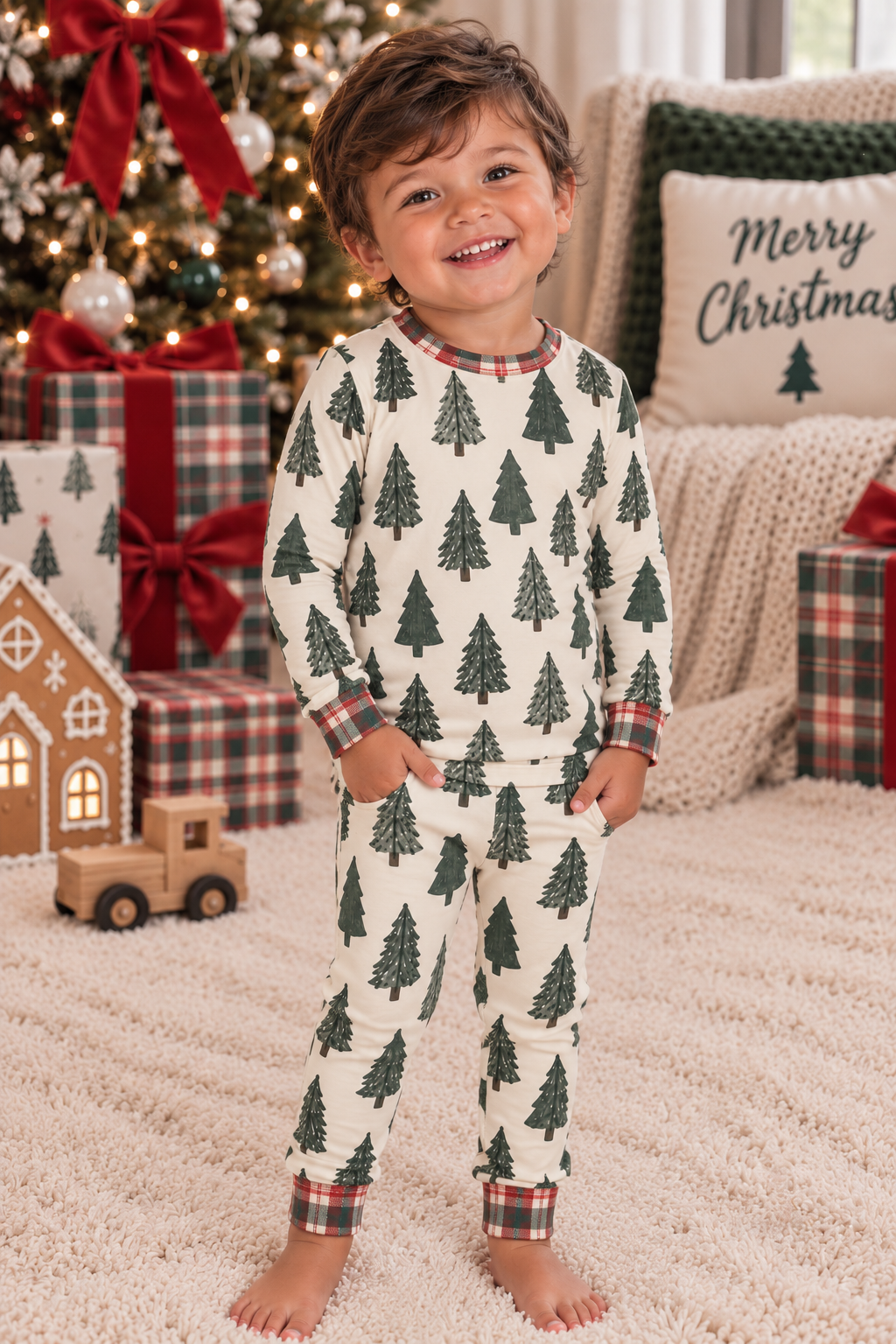 Plaid & Pine Boys 2pc Set