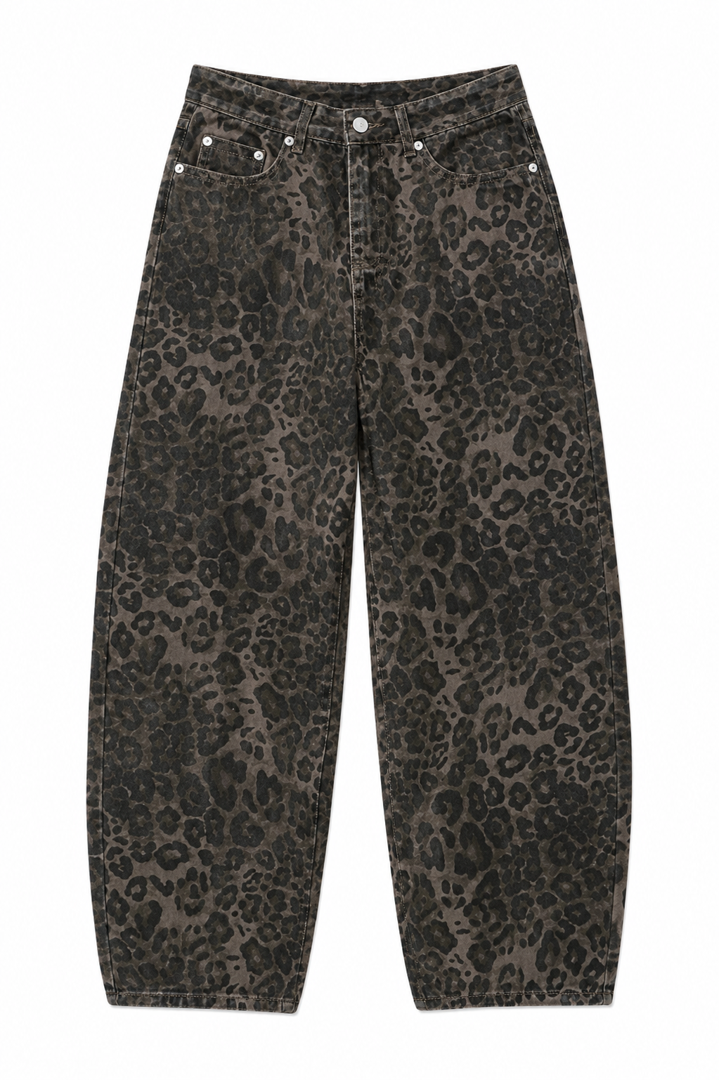 WILD LEOPARD BARREL JEANS