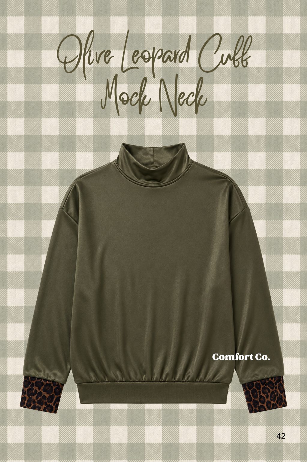 Olive Leopard Cuff Mock Neck (MOCK NECK ONLY)