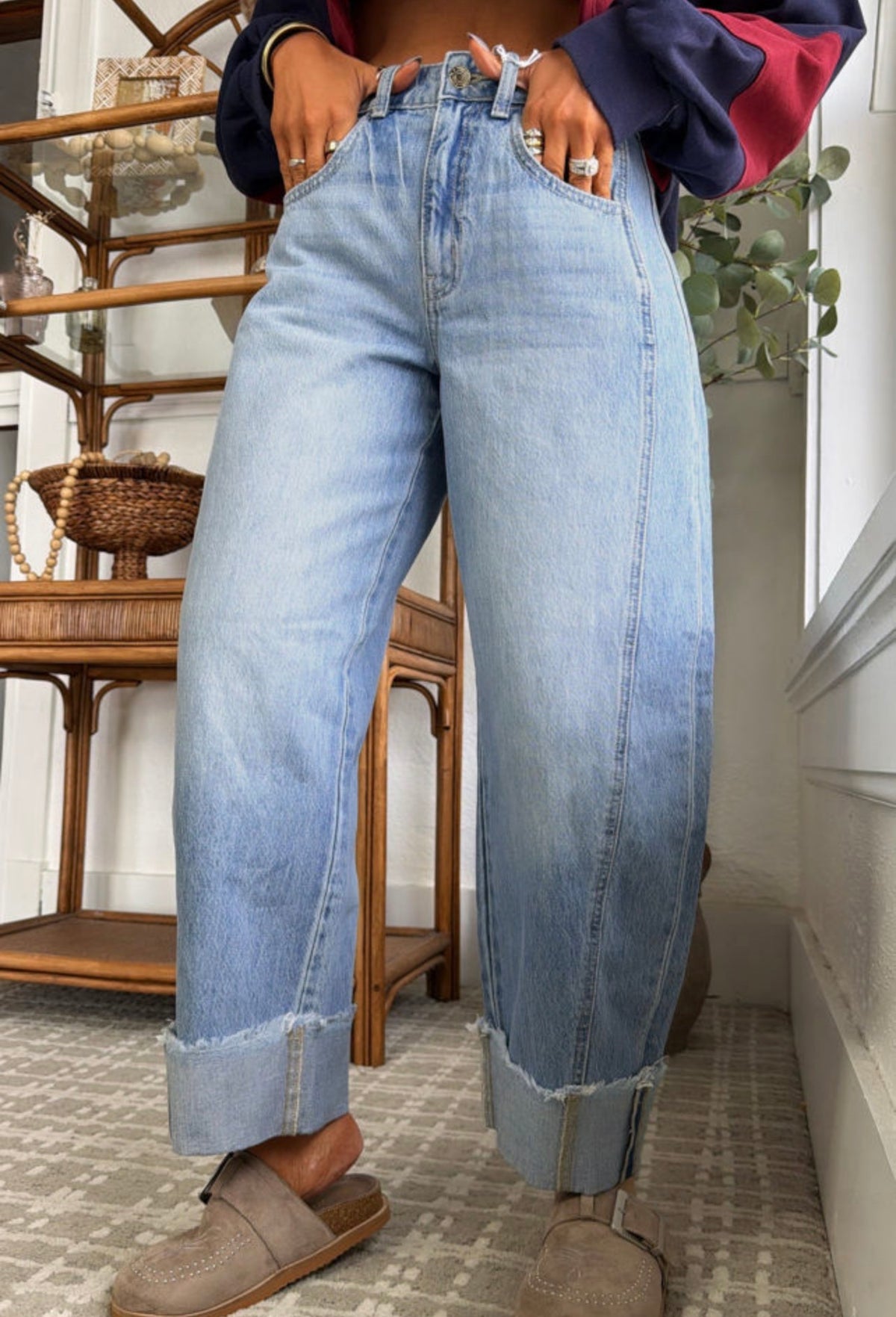 Cuffed Barrel Jeans