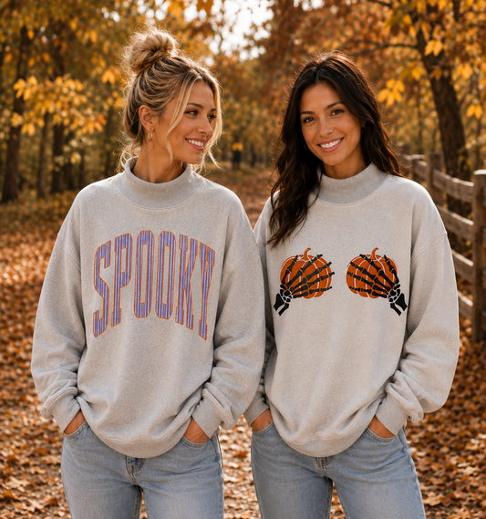 Reversible Spooky / Pumpkin Mock Neck