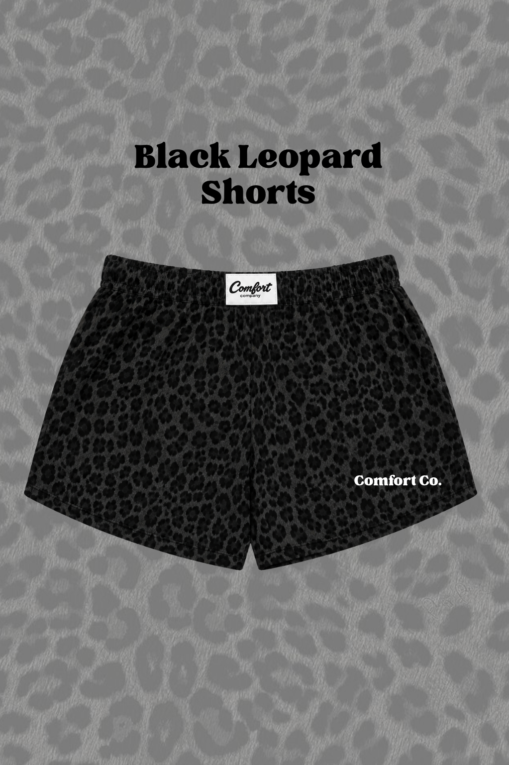 Black Leopard Solid Shorts