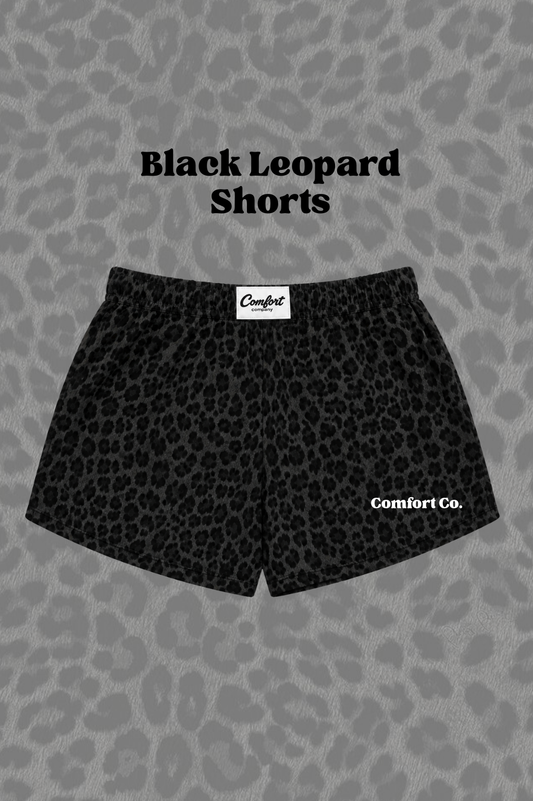 Black Leopard Solid Shorts