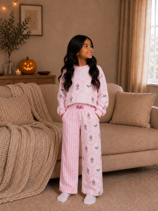 Kids Pink Pumpkin Patch Spooky Pants