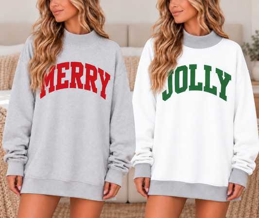 Reversible MERRY / JOLLY Mock Neck
