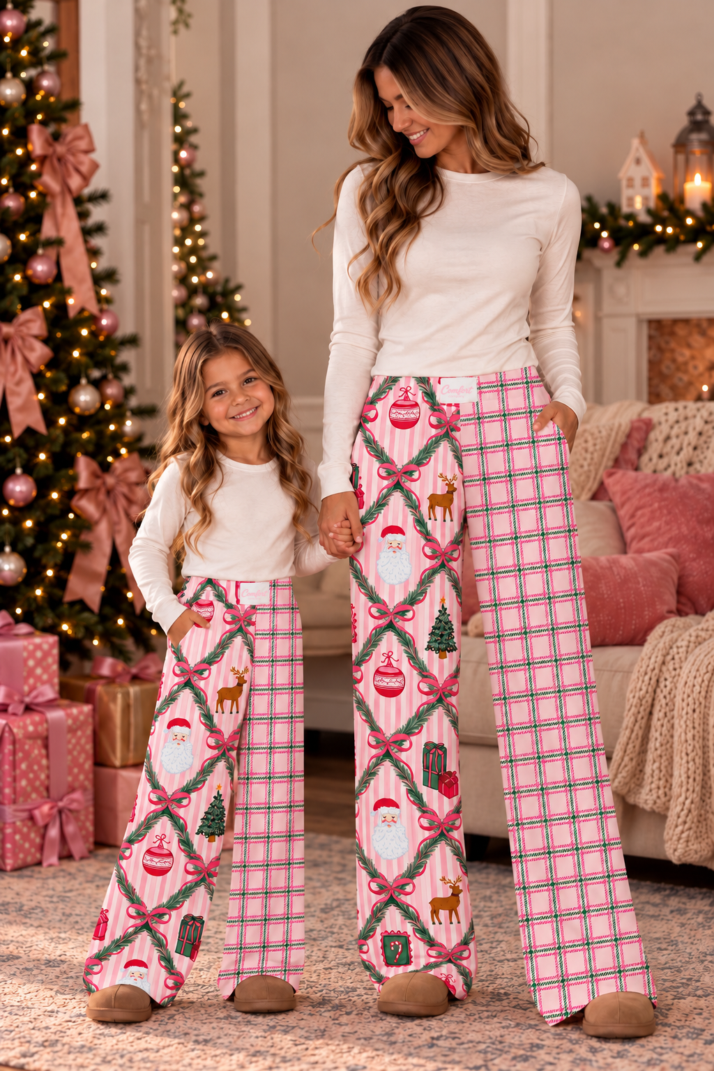 Pink Noel Split Pants (Mama & Mini)