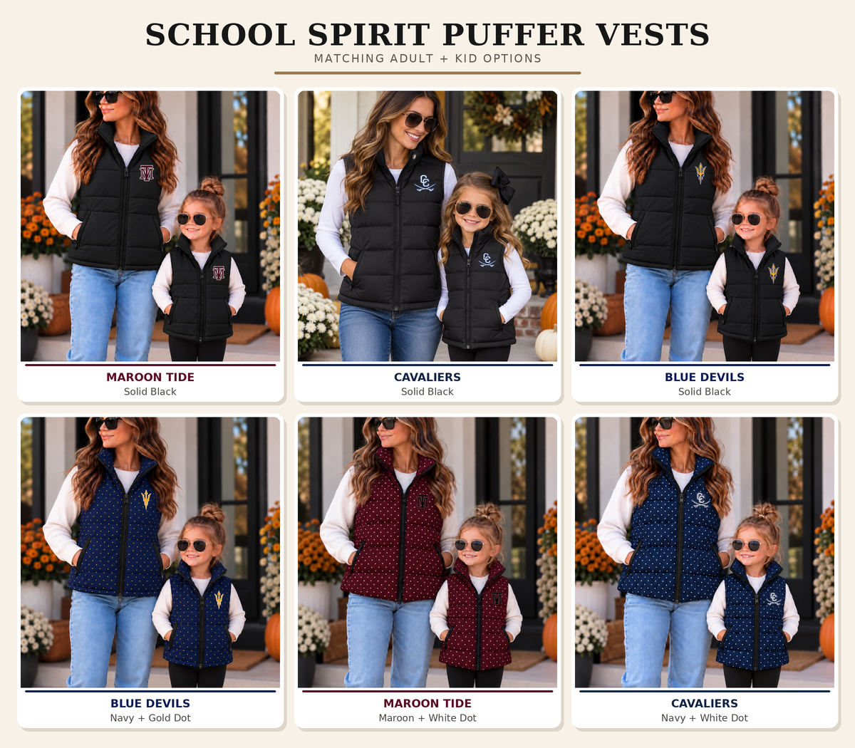 School Logo Puffer Vest (Mama & Mini)