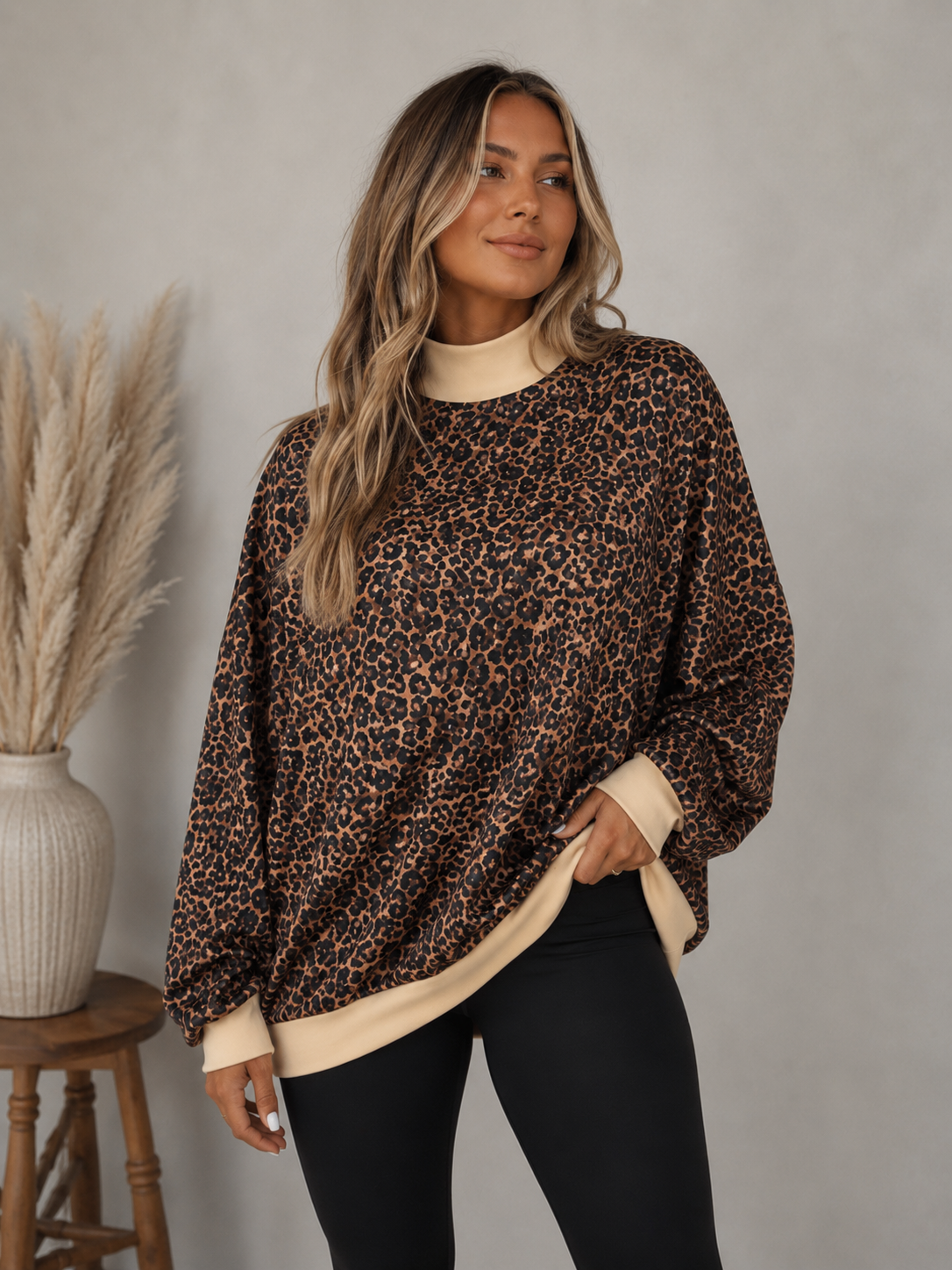 Leopard Mock Neck