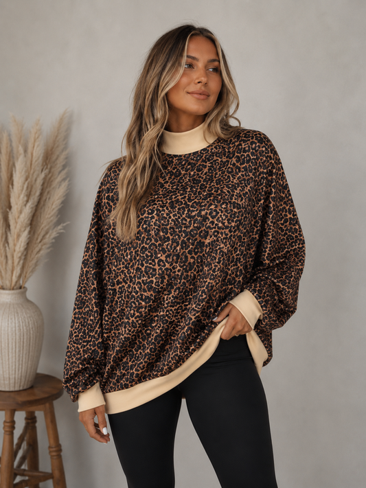 Leopard Mock Neck
